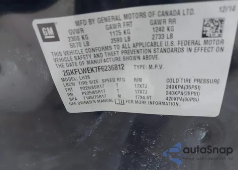 2015 GMC Terrain Sle-2 z USA, uszkodzony, nr VIN 2GKFLWEK7F6236812